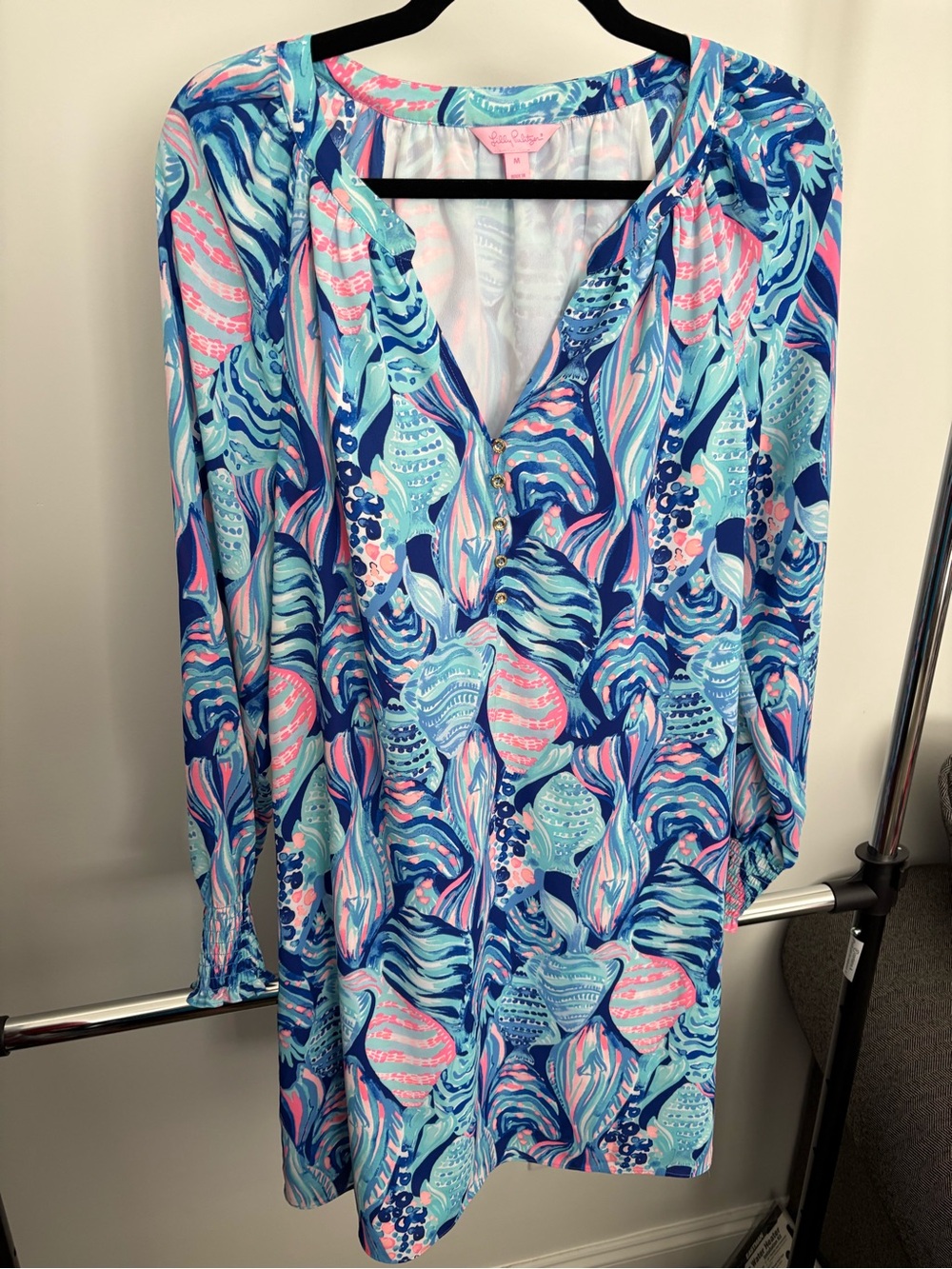 Lilly Pulitzer Brynle Tunic Dress Twilight Blue Scale Up Medium M